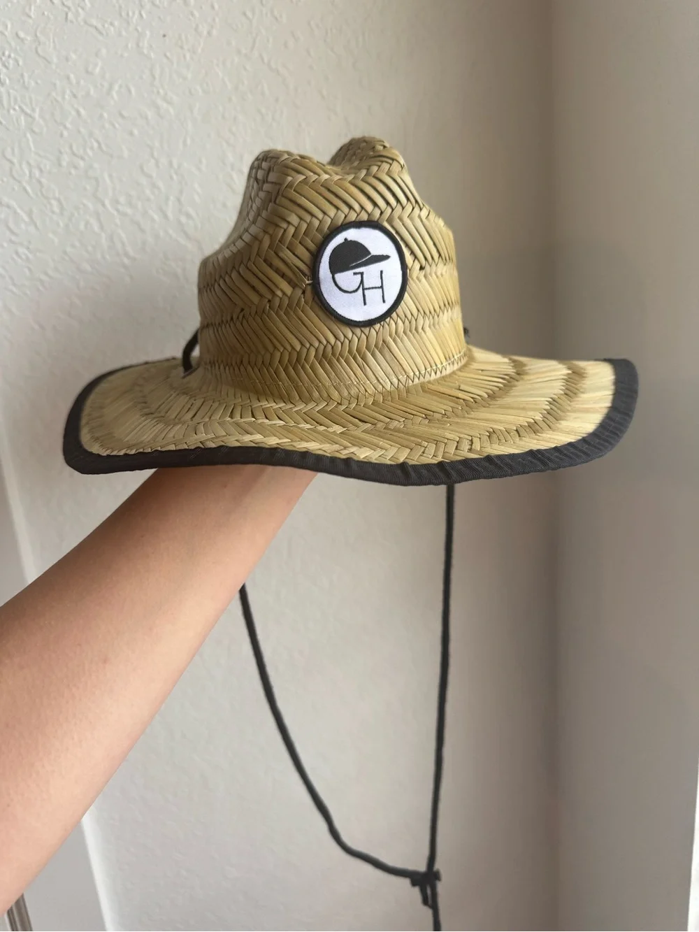 Toddler Straw Sun Hat with Black Trim